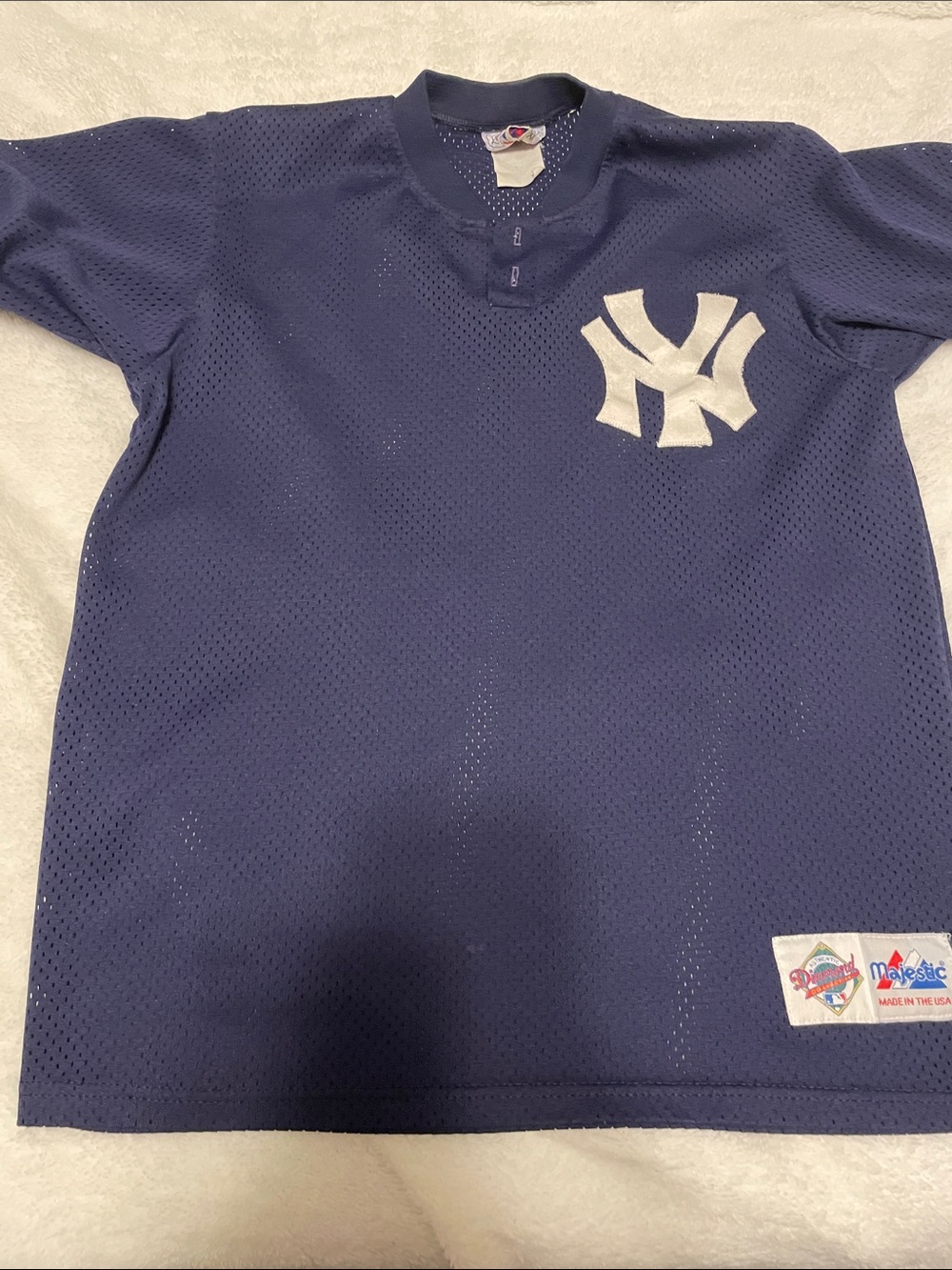 Majestic Navy and White NY Yankees Mesh Baseball Jersey